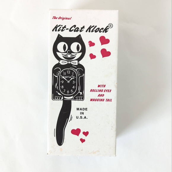 Kit Cat Klock Made in USA Black Kitty Clock Rolling Eyes Wagging Tail Vintage